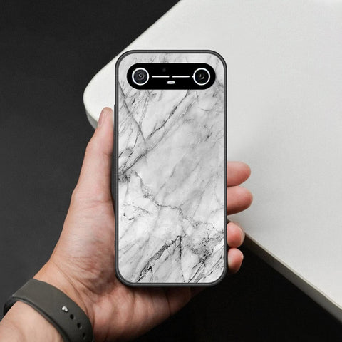 Tecno Pova Slim Cover - White Marble Series - HQ Ultra Shine Premium Infinity Glass Soft Silicon Borders Case