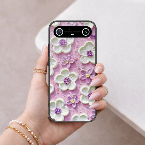 Tecno Spark Slim Cover - Floral Series - Design 4 - Purple & White - HQ Ultra Shine Premium Infinity Glass Soft Silicon Borders Case
