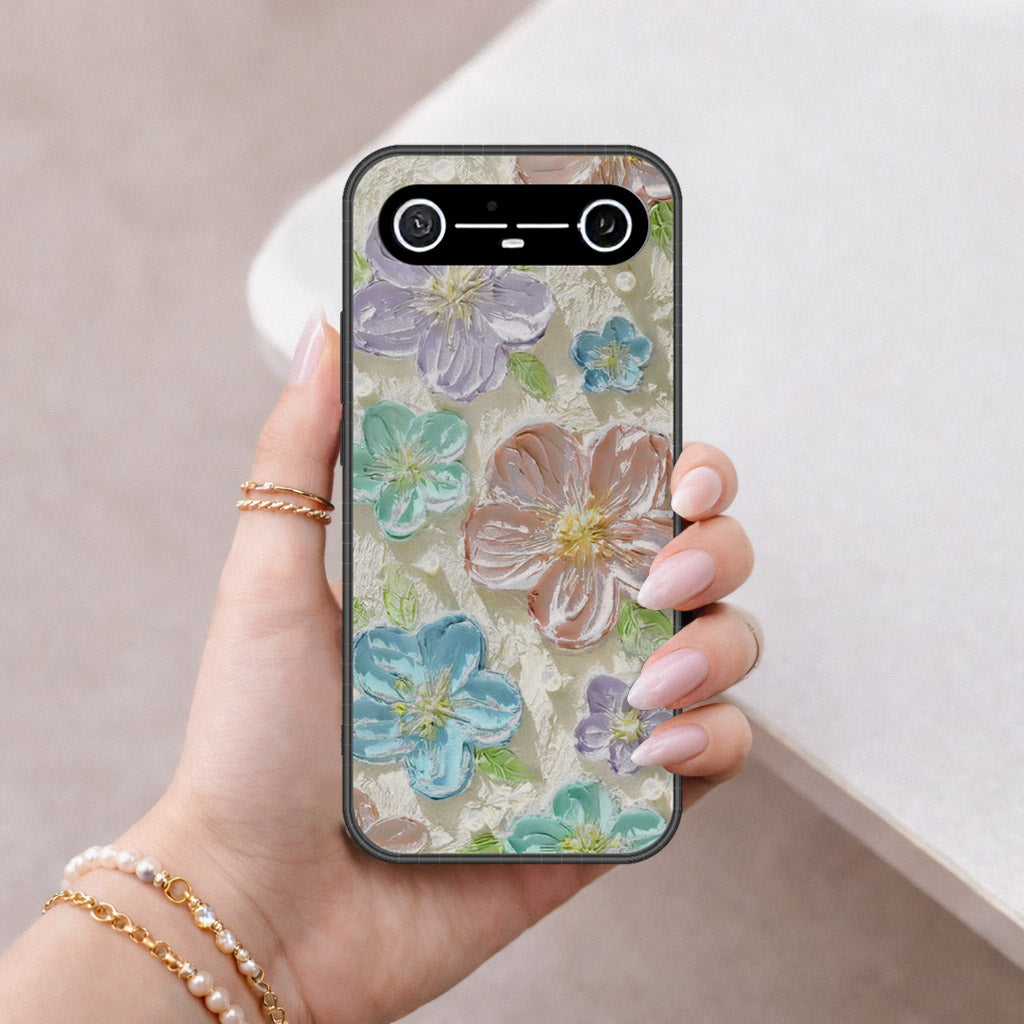 Tecno Spark Slim Cover - Floral Series - Design 14 - Blue & Purple - HQ Ultra Shine Premium Infinity Glass Soft Silicon Borders Case