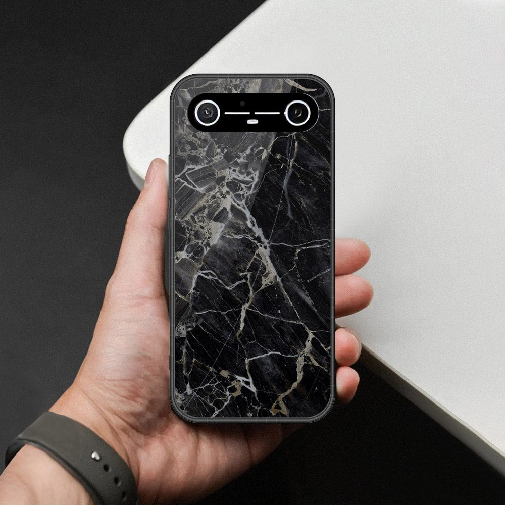 Tecno Spark Slim Cover - Black Marble Series - HQ Ultra Shine Premium Infinity Glass Soft Silicon Borders Case