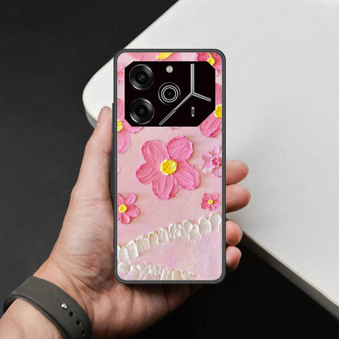 Tecno Pova 6 Cover - Floral Series - Design 2 - Pink - HQ Ultra Shine Premium Infinity Glass Soft Silicon Borders Case