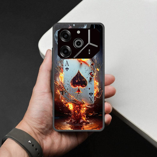 Tecno Pova 6 Cover - Ace of Fire Rising Star Design - HQ Ultra Shine Premium Infinity Glass Soft Silicon Borders Case