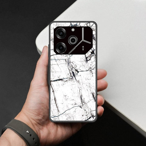 Tecno Pova 6 - White Marble Series 2 - HQ Ultra Shine Premium Infinity Glass Soft Silicon Borders Case