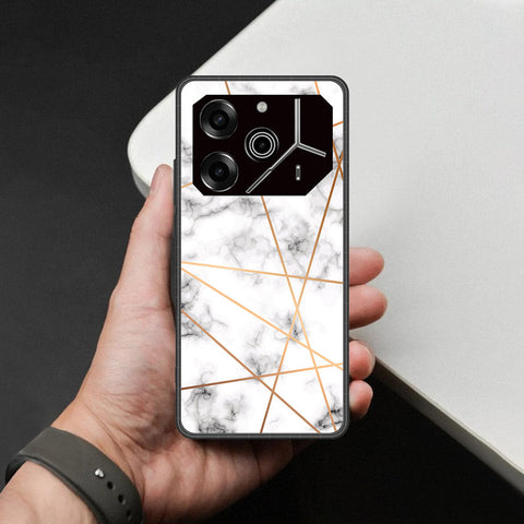 Tecno Pova 6 - White Marble Series 2 - HQ Ultra Shine Premium Infinity Glass Soft Silicon Borders Case