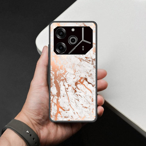 Tecno Pova 6 - White Marble Series 2 - HQ Ultra Shine Premium Infinity Glass Soft Silicon Borders Case