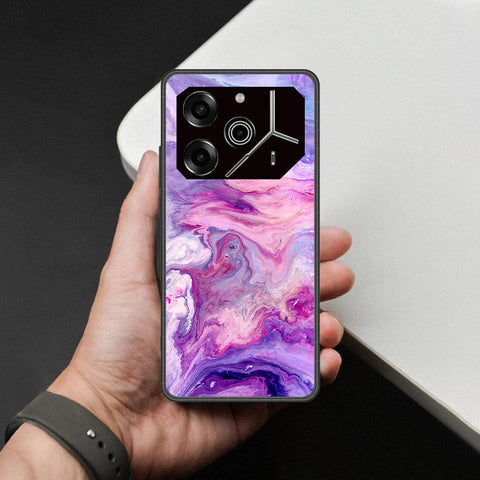 Tecno Pova 6 - Colorful Marble Series - HQ Ultra Shine Premium Infinity Glass Soft Silicon Borders Case