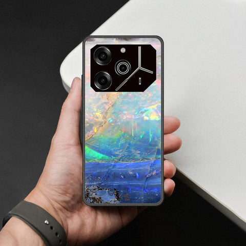 Tecno Pova 6 - Colorful Marble Series - HQ Ultra Shine Premium Infinity Glass Soft Silicon Borders Case