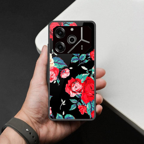 Tecno Pova 6 - Floral Series - HQ Ultra Shine Premium Infinity Glass Soft Silicon Borders Case