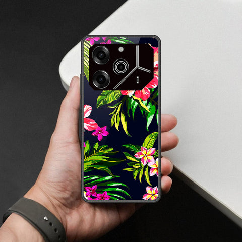 Tecno Pova 6 - Floral Series - HQ Ultra Shine Premium Infinity Glass Soft Silicon Borders Case