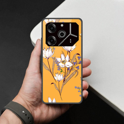 Tecno Pova 6 - Floral Series - HQ Ultra Shine Premium Infinity Glass Soft Silicon Borders Case