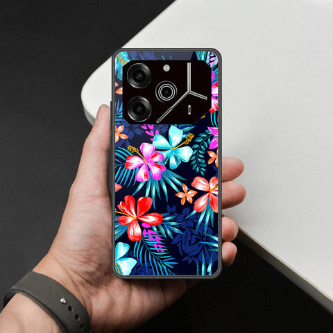 Tecno Pova 6 - Floral Series - HQ Ultra Shine Premium Infinity Glass Soft Silicon Borders Case