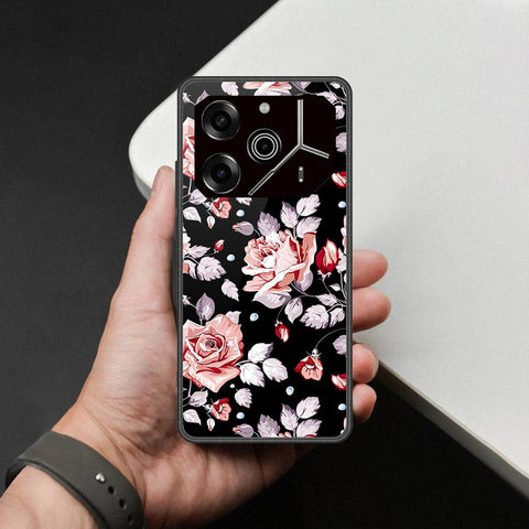 Tecno Pova 6 - Floral Series - HQ Ultra Shine Premium Infinity Glass Soft Silicon Borders Case