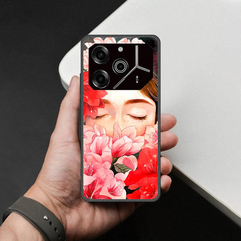 Tecno Pova 6 - Floral Series - HQ Ultra Shine Premium Infinity Glass Soft Silicon Borders Case