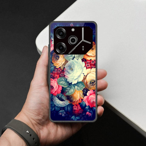 Tecno Pova 6 - Floral Series 2 - HQ Ultra Shine Premium Infinity Glass Soft Silicon Borders Case