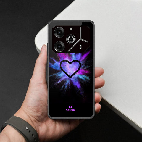 Tecno Pova 6 - Onation Heart Series - HQ Ultra Shine Premium Infinity Glass Soft Silicon Borders Case