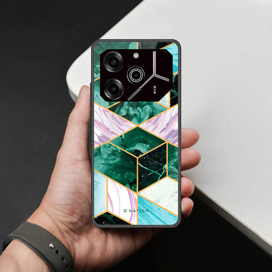 Tecno Pova 6 - O'Nation Shades of Marble Series - HQ Ultra Shine Premium Infinity Glass Soft Silicon Borders Case