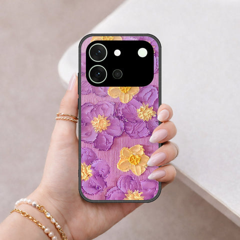 Vivo V80 Cover - Floral Series - Design 8 - Purple & Yellow - HQ Premium Shine Durable Shatterproof Case