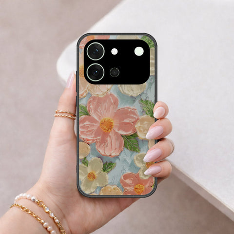 Vivo V80 Cover - Floral Series - Design 16 - Cyan & Pink - HQ Premium Shine Durable Shatterproof Case