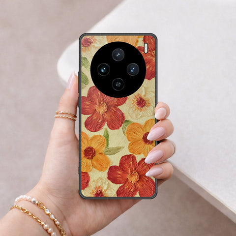 Vivo x100s Pro Cover - Floral Series - Design 6 - Red & Orange - HQ Premium Shine Durable Shatterproof Case
