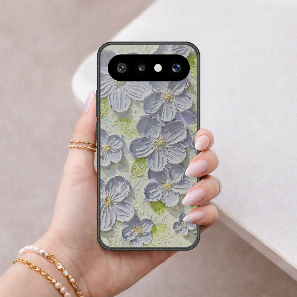 Vivo X300 FE (Russia) Cover - Floral Series - Design 12 - Grey & Green - HQ Premium Shine Durable Shatterproof Case