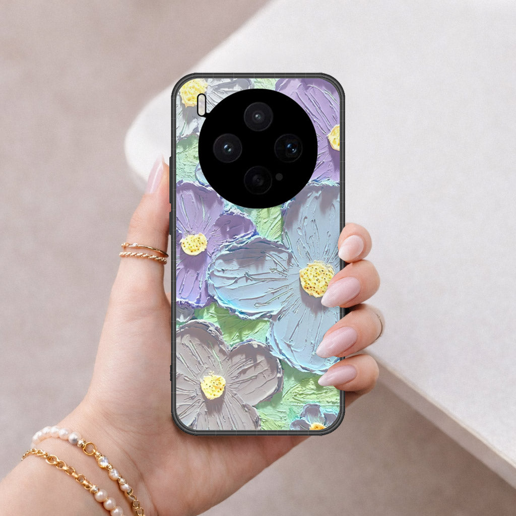 Vivo X300s Cover - Floral Series - Design 1 - Purple & Aqua - HQ Premium Shine Durable Shatterproof Case