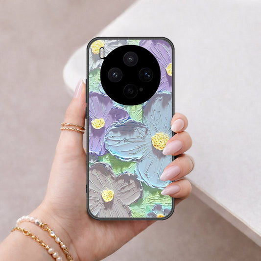 Vivo X300s Cover - Floral Series - Design 1 - Purple & Aqua - HQ Premium Shine Durable Shatterproof Case
