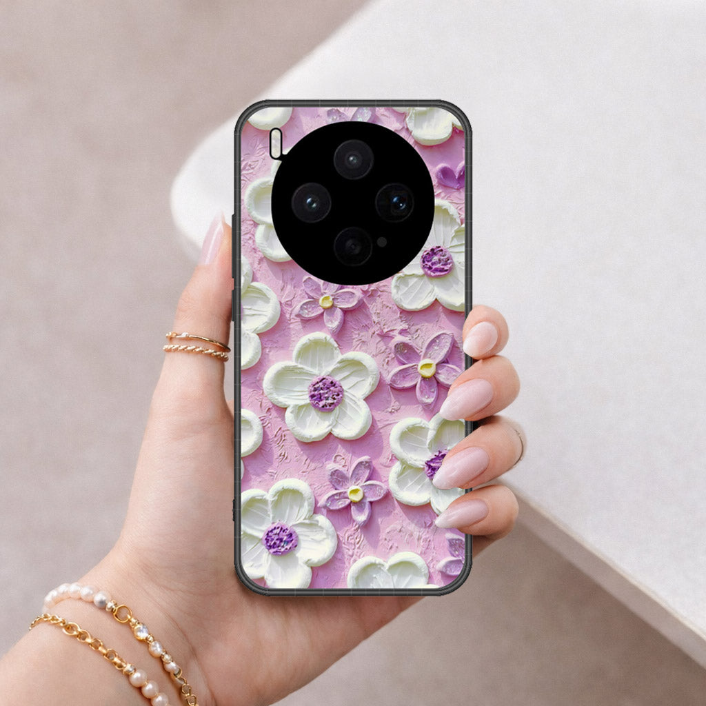 Vivo X300s Cover - Floral Series - Design 4 - Purple & White - HQ Premium Shine Durable Shatterproof Case