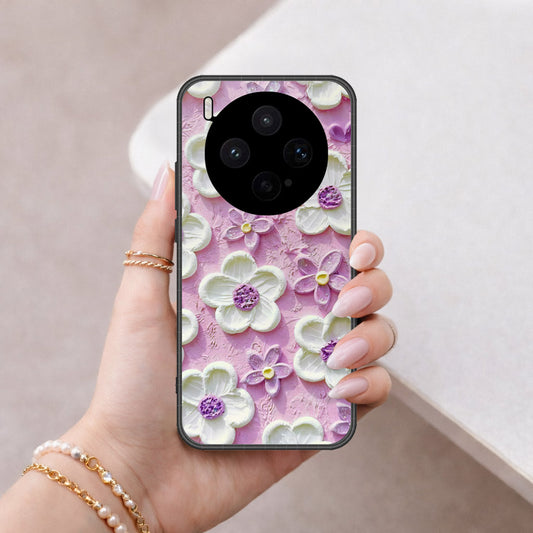 Vivo X300s Cover - Floral Series - Design 4 - Purple & White - HQ Premium Shine Durable Shatterproof Case