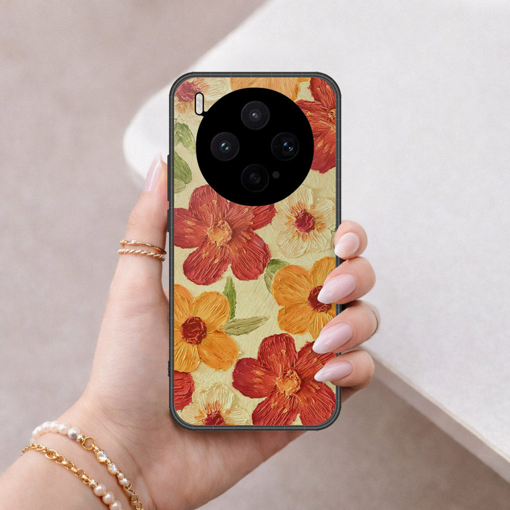 Vivo X300s Cover - Floral Series - Design 6 - Red & Orange - HQ Premium Shine Durable Shatterproof Case