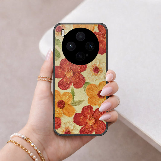 Vivo X300s Cover - Floral Series - Design 6 - Red & Orange - HQ Premium Shine Durable Shatterproof Case