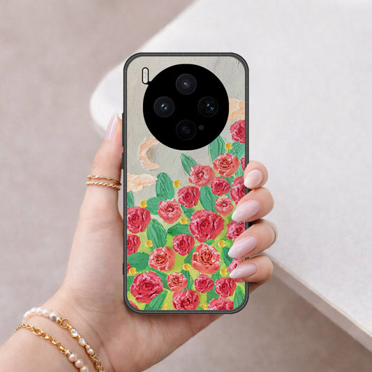 Vivo X300s Cover - Floral Series - Design 10 - Red & Green - HQ Premium Shine Durable Shatterproof Case