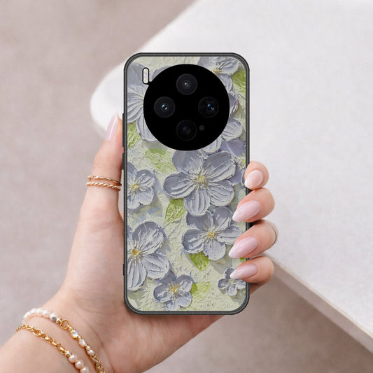 Vivo X300s Cover - Floral Series - Design 12 - Grey & Green - HQ Premium Shine Durable Shatterproof Case