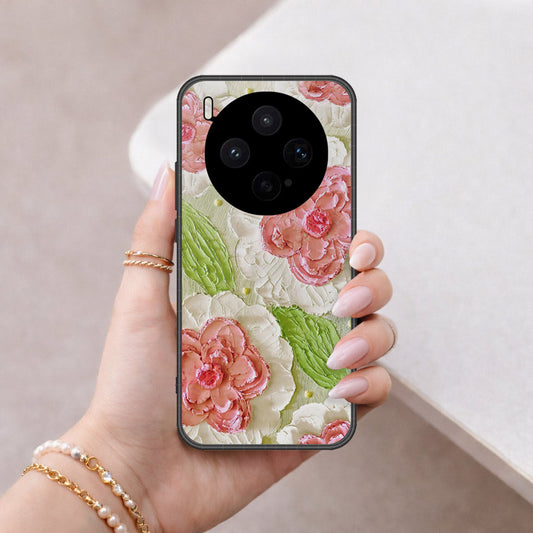 Vivo X300s Cover - Floral Series - Design 13 - Offwhite & Green - HQ Premium Shine Durable Shatterproof Case