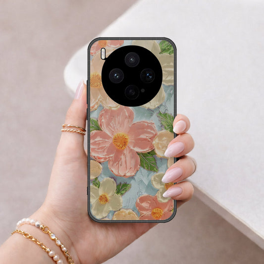 Vivo X300s Cover - Floral Series - Design 16 - Cyan & Pink - HQ Premium Shine Durable Shatterproof Case