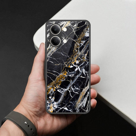 Vivo Y11D 4G Cover - Black Marble Series - HQ Ultra Shine Premium Infinity Glass Soft Silicon Borders Case
