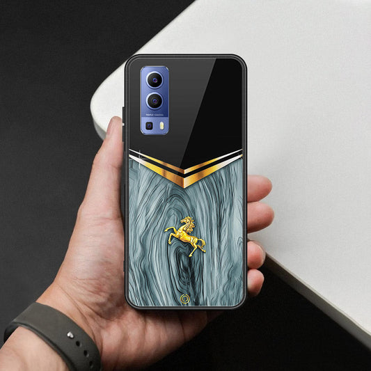 Vivo Y52 5G Cover - Majestic Royal V Design - HQ Ultra Shine Premium Infinity Glass Soft Silicon Borders Case