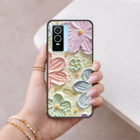 Vivo Y76 5G Cover - Floral Series - Design 15 - Blue & Green - HQ Premium Shine Durable Shatterproof Case