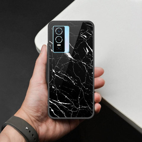 Vivo Y76s Cover - Black Marble Series - HQ Premium Shine Durable Shatterproof Case
