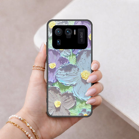 Xiaomi Mi 11 Ultra Cover - Floral Series - Design 1 - Purple & Aqua - HQ Ultra Shine Premium Infinity Glass Soft Silicon Borders Case