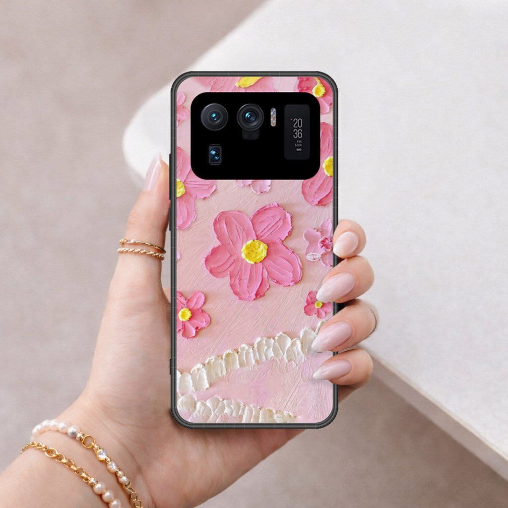 Xiaomi Mi 11 Ultra Cover - Floral Series - Design 2 - Pink - HQ Ultra Shine Premium Infinity Glass Soft Silicon Borders Case