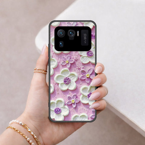 Xiaomi Mi 11 Ultra Cover - Floral Series - Design 4 - Purple & White - HQ Ultra Shine Premium Infinity Glass Soft Silicon Borders Case