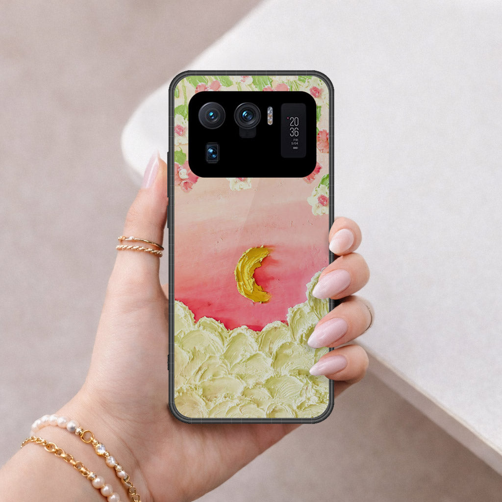 Xiaomi Mi 11 Ultra Cover - Floral Series - Design 7 - Pink & Yellow - HQ Ultra Shine Premium Infinity Glass Soft Silicon Borders Case