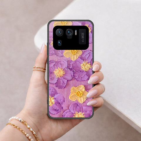 Xiaomi Mi 11 Ultra Cover - Floral Series - Design 8 - Purple & Yellow - HQ Ultra Shine Premium Infinity Glass Soft Silicon Borders Case