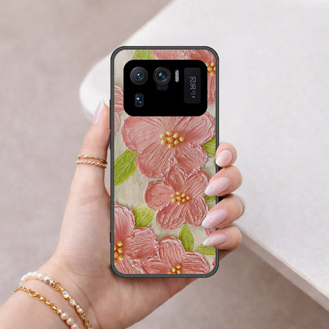 Xiaomi Mi 11 Ultra Cover - Floral Series - Design 9 - Pink & Green - HQ Ultra Shine Premium Infinity Glass Soft Silicon Borders Case