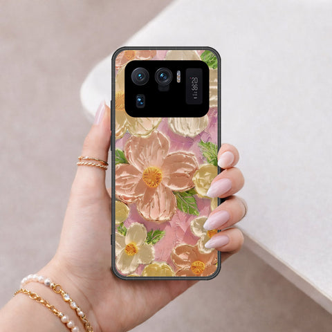 Xiaomi Mi 11 Ultra Cover - Floral Series - Design 11 - White & Green - HQ Ultra Shine Premium Infinity Glass Soft Silicon Borders Case