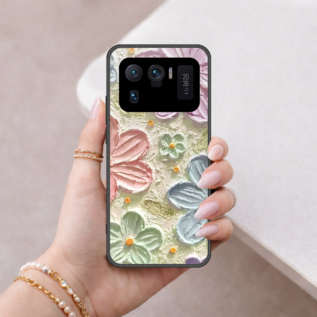 Xiaomi Mi 11 Ultra Cover - Floral Series - Design 15 - Blue & Green - HQ Ultra Shine Premium Infinity Glass Soft Silicon Borders Case