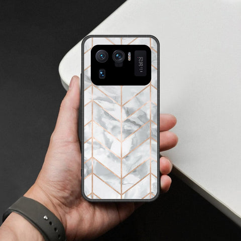 Xiaomi Mi 11 Ultra Cover - White Marble Series 2 - HQ Ultra Shine Premium Infinity Glass Soft Silicon Borders Case