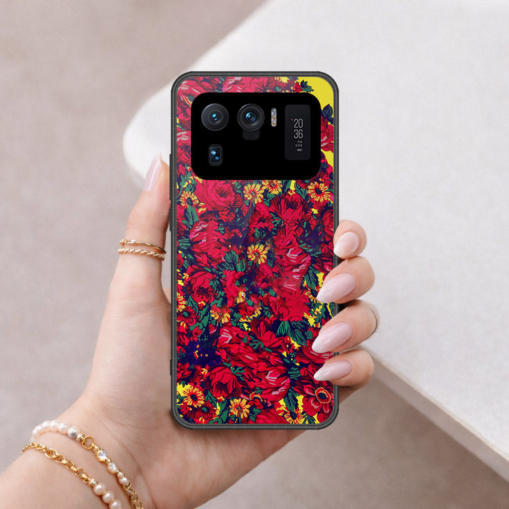Xiaomi Mi 11 Ultra Cover - Floral Series - HQ Ultra Shine Premium Infinity Glass Soft Silicon Borders Case