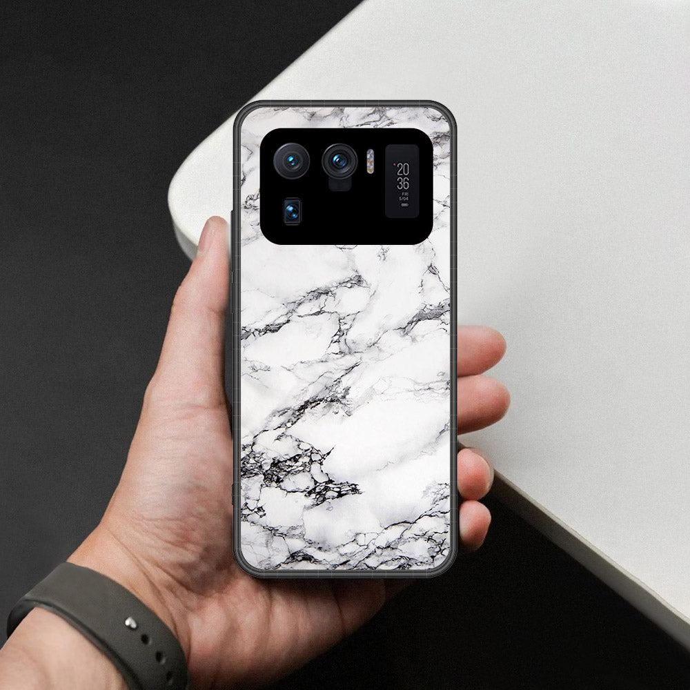 Xiaomi Mi 11 Ultra Cover - White Marble Series - HQ Ultra Shine Premium Infinity Glass Soft Silicon Borders Case