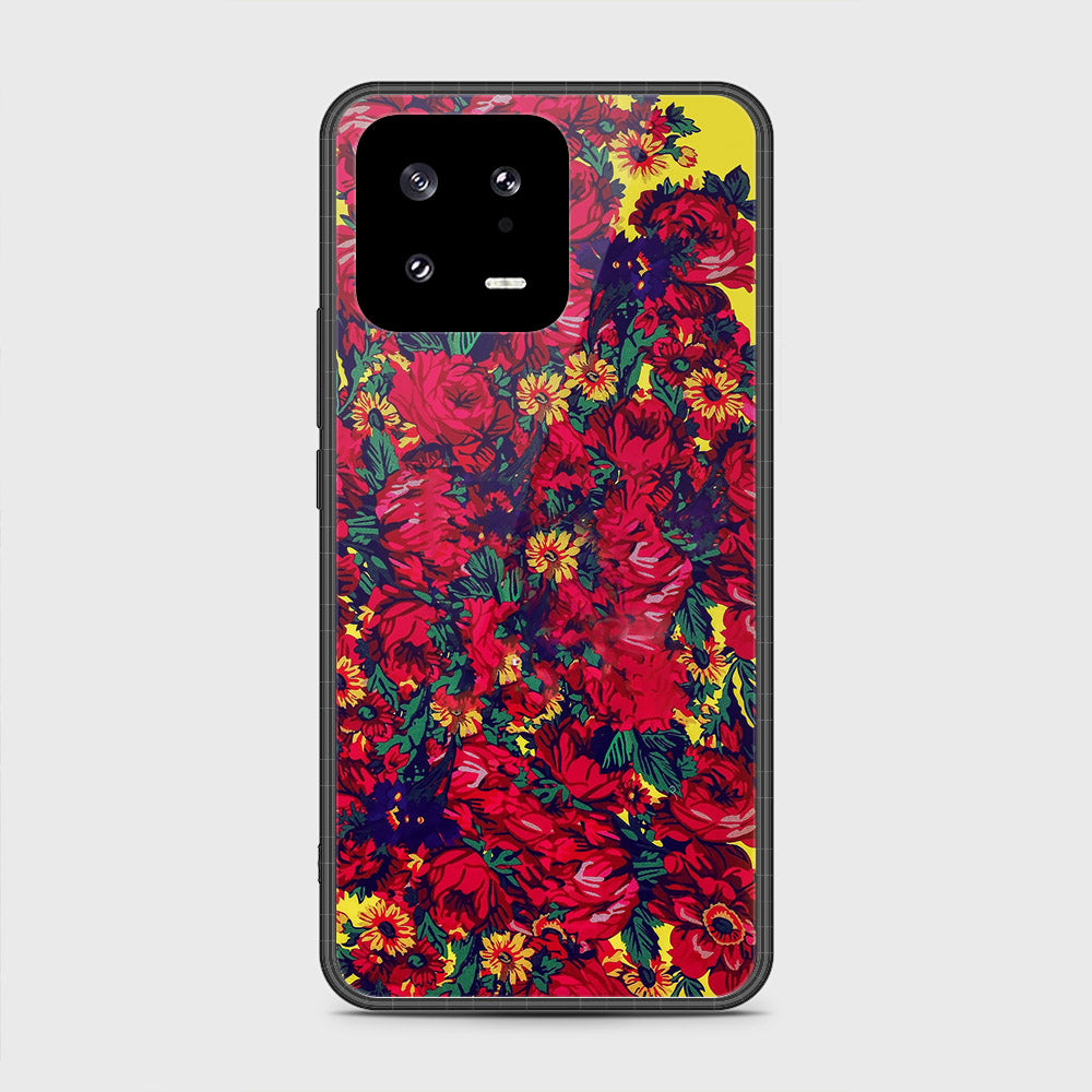 Xiaomi 13 Cover- Floral Series - HQ Ultra Shine Premium Infinity Glass Soft Silicon Borders Case